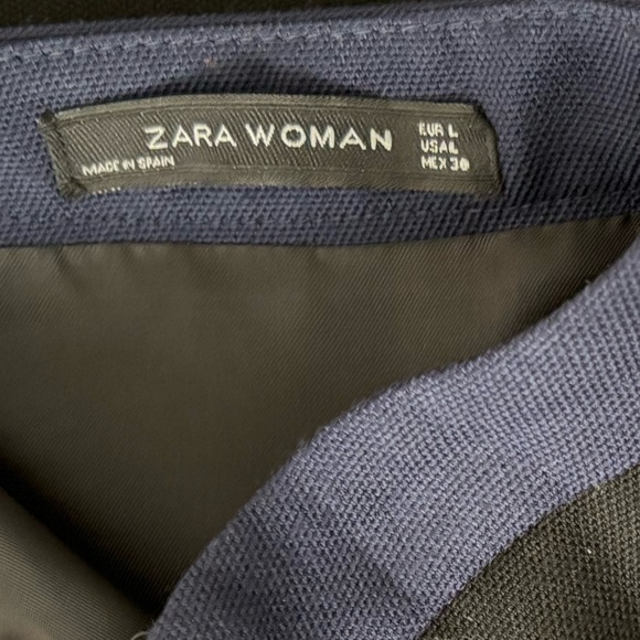 ZARA Two Toned Color Blocked Mod Skirt in Black and Orange Size L - Picture 4 of 6